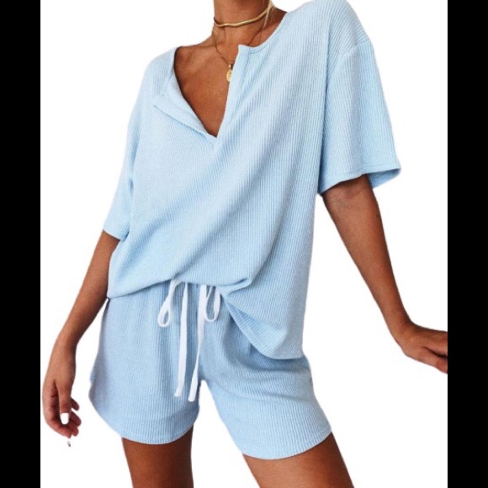 Blue Ribbed Set